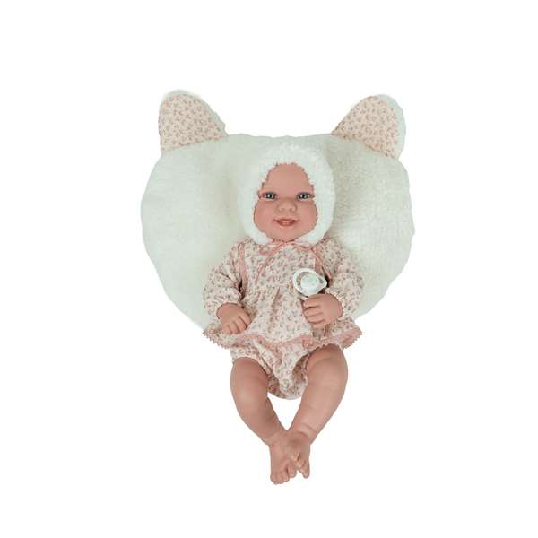 Muñecas Arias Muñeca Elegance Zoe 42 cm Rose avec Coussin - Corps en Vinyle - Fille - 3 ans et plus