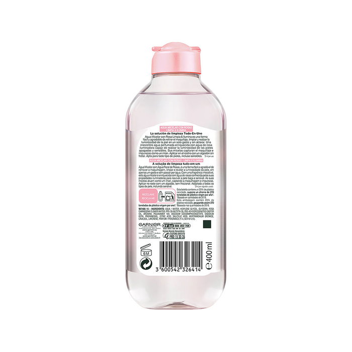 Garnier SKINACTIVE Eau Micellaire à la Rose pour Peaux Ternes et Sensibles 400 ml Garnier SKINACTIVE Eau Micellaire à la Rose pour Peaux Ternes et Sensibles 400 ml