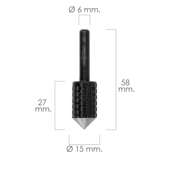 WOLFPACK LINEA PROFESIONAL Fresa Rotativa Madera Para Vaciado Ø 15 mm