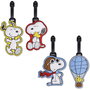 PEERS HARDY - Set de 4 étiquettes pour bagage Snoopy Peanuts en silicone de haute qualité, durables et résistantes