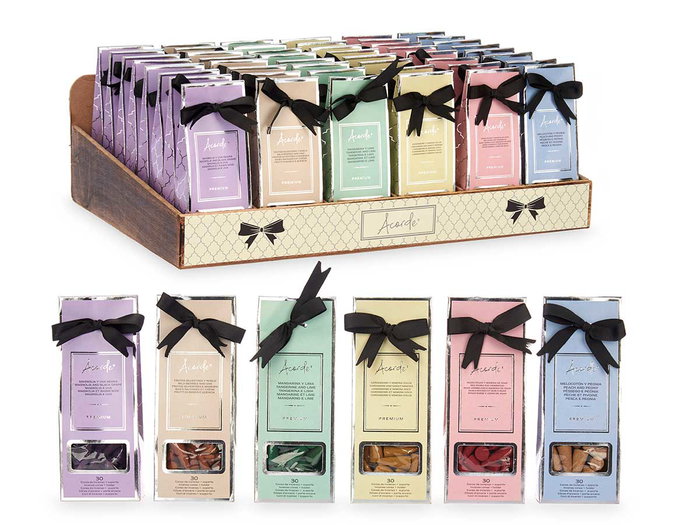 Acorde Lot de 30 Cônes d'Encens avec Support 6 Parfums Assortis 6.5x16.5x3.5 cm (Set de 48)