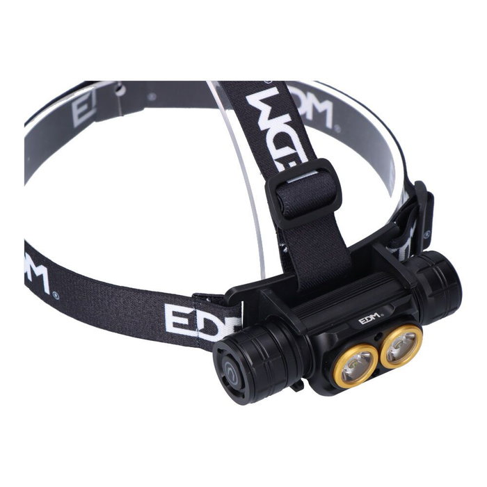 Edm Lampe frontale LED Thunder Track 3000 lm rechargeable, 5 modes, IP44, avec batterie lithium 2600 mAh Edm Lampe frontale LED Thunder Track 3000 lm rechargeable, 5 modes, IP44, avec batterie lithium 2600 mAh