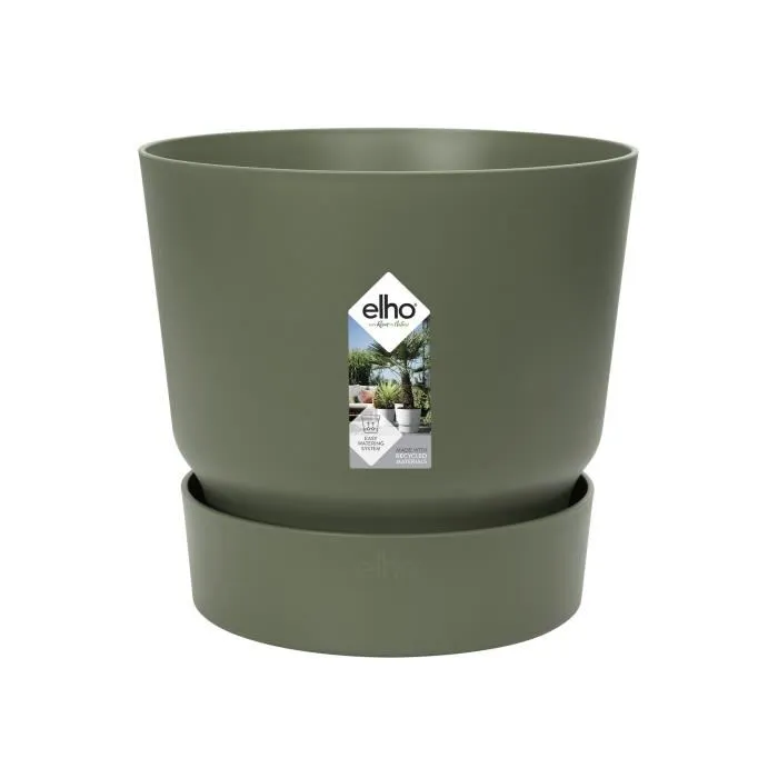 Elho Pot de Fleurs Greenville Rond 100% Recyclé - Réservoir d'Eau Intégré - Ø 55 x H 50 cm - Vert - Pour Extérieur Elho Pot de Fleurs Greenville Rond 100% Recyclé - Réservoir d'Eau Intégré - Ø 55 x H 50 cm - Vert - Pour Extérieur