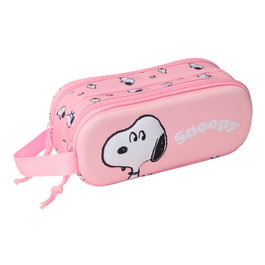 Trousse Fourre-Tout Double Snoopy Rose 21 x 8 x 6 cm 3D
