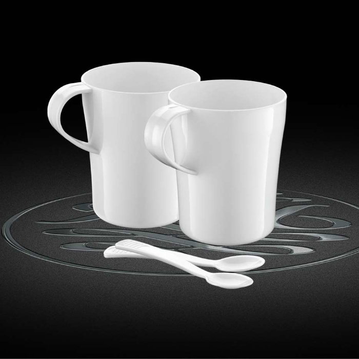 Russell Hobbs 23840-70 Bouilloire électrique de voyage - 0.85L - Plastique blanc léger - Avec double indicateur de niveau d'eau, 2 tasses et 2 cuillères