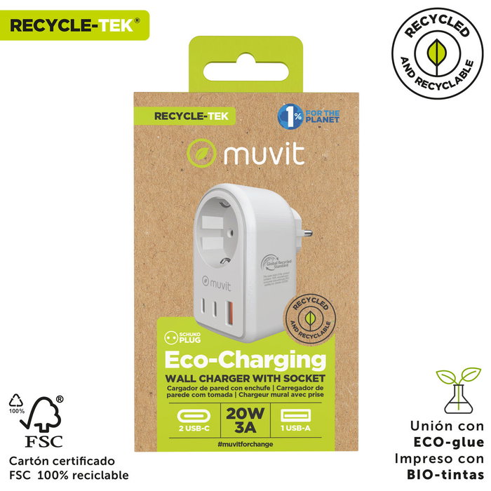 Chargeur mural Muvit for Change 851DQ-DE Blanc 20 W