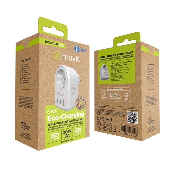 Chargeur mural Muvit for Change 851DQ-DE Blanc 20 W