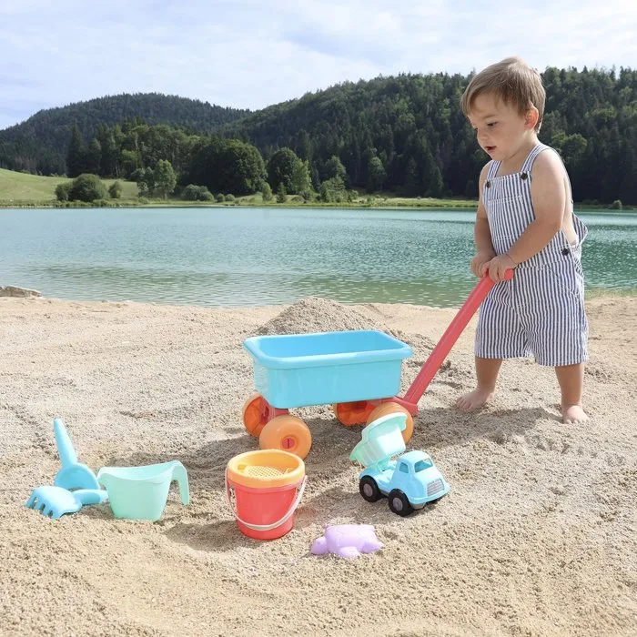 Ecoiffier 524 - Chariot de plage garni avec jouets (seau, arrosoir, pelle, moules) - Jouet transport facile pour enfant 18 mois Ecoiffier 524 - Chariot de plage garni avec jouets (seau, arrosoir, pelle, moules) - Jouet transport facile pour enfant 18 mois