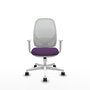 Chaise Cilanco Synchro 3 positions tissu Pourpre Maille Blanc Structure polyamide blanc Accoudoirs blancs Sans appui-tête Roulettes 65mm nylon