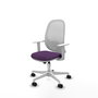 Chaise Cilanco Synchro 3 positions tissu Pourpre Maille Blanc Structure polyamide blanc Accoudoirs blancs Sans appui-tête Roulettes 65mm nylon