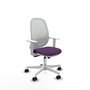 Chaise Cilanco Synchro 3 positions tissu Pourpre Maille Blanc Structure polyamide blanc Accoudoirs blancs Sans appui-tête Roulettes 65mm nylon