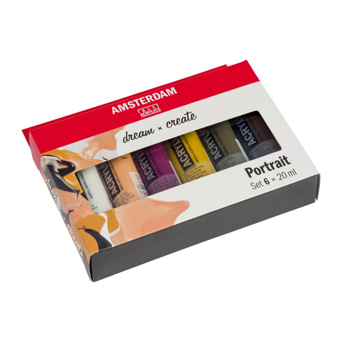 Amsterdam Set de peintures acryliques pour portrait 6 x 20 ml