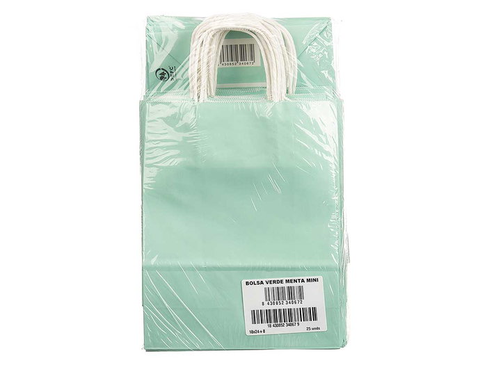 PINCELLO Sac en papier vert menta mini 18x24cm