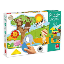GOULA Puzzle Shapes 53439 - Puzzle géant d'apprentissage des formes géométriques avec 13 pièces en bois - Jouet éducatif pour enfants dès 2 ans