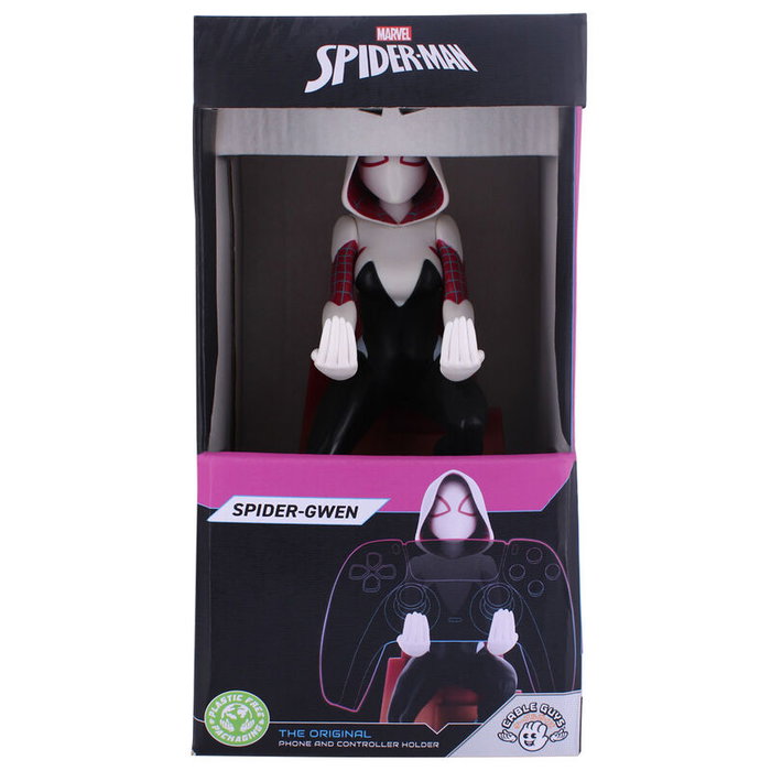 EXQUISITE GAMING Cable Guy Support de Téléphone Spider Gwen Marvel Spiderman - Compatible PS5, Xbox Series, iPhone, 20 cm