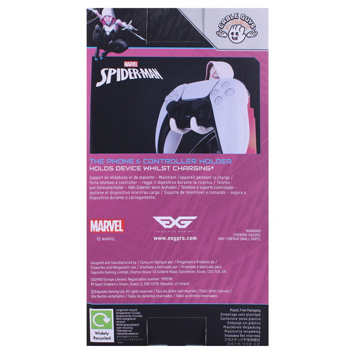 EXQUISITE GAMING Cable Guy Support de Téléphone Spider Gwen Marvel Spiderman - Compatible PS5, Xbox Series, iPhone, 20 cm