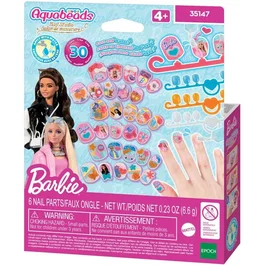 Aquabeads Recharge Kit Ongles Décorés Barbie - 40 Ongles avec Autocollants et Accessoires Brillants - À Partir de 4 Ans