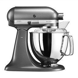 Kitchenaid 5KSM175 - Robot Artisan Platinum - Robot pâtissier 4,8 L avec bol inox, moteur à transmission directe et 6 accessoires inclus