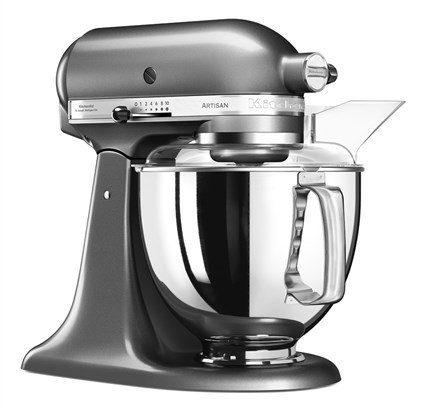 Kitchenaid 5KSM175 - Robot Artisan Platinum - Robot pâtissier 4,8 L avec bol inox, moteur à transmission directe et 6 accessoires inclus
