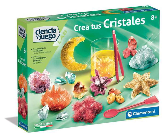 Clementoni - Kit de création de cristaux - Laboratoire scientifique pour enfants avec tout le nécessaire pour fabriquer des cristaux blancs et colorés - Dimensions : 37x28.1x6.5 cm