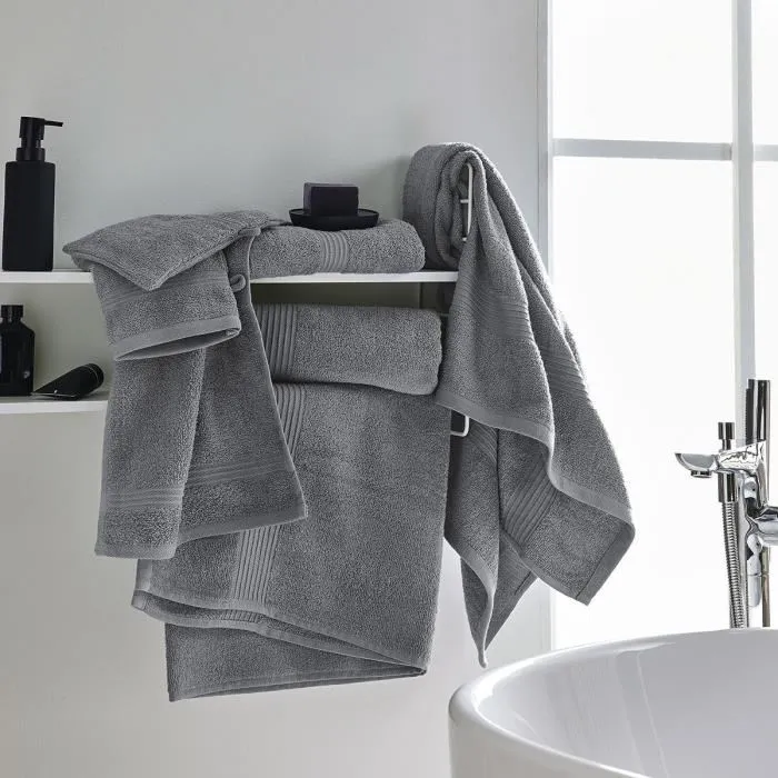 Today Essential - Drap de bain 70 x 130 cm 100% Coton 450 g/m² coloris acier, linge de bain doux et élégant