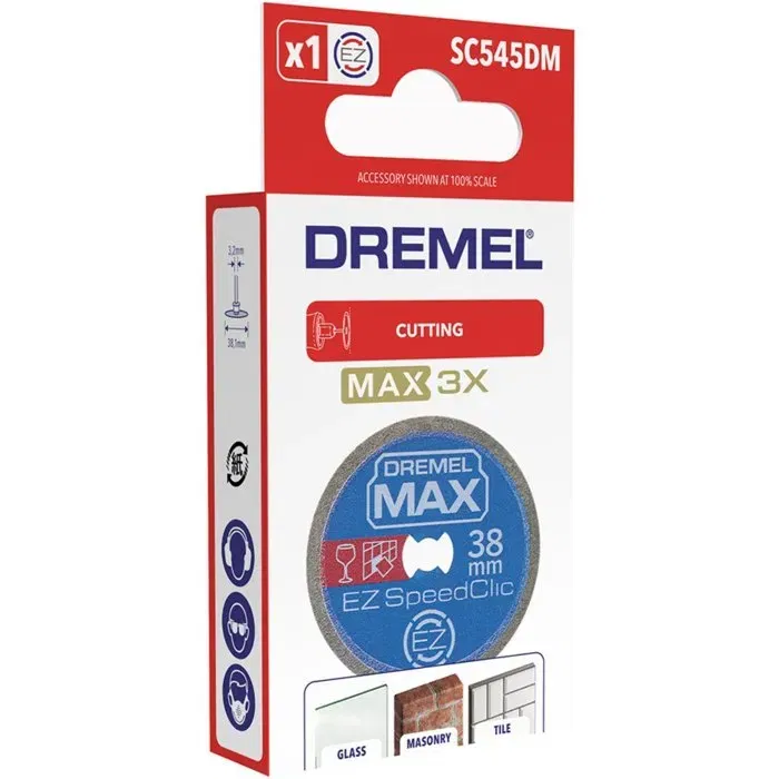 Dremel Disque diamant Max S545, référence EZ SpeedClic, Ø 38 mm pour matériaux durs - Haute longévité 3X