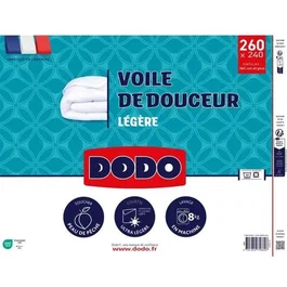 Dodo - Couette Voile de Douceur Ultra Légère 100 g/m² - 240 x 260 cm - Blanc - Parfaite pour les nuits chaudes