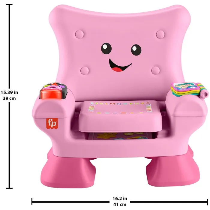 Fisher-Price JFF07 Fauteuil d'apprentissage électronique avec 120 chansons, sons et phrases, rose - Jouet d'éveil pour enfants à partir de 12 mois