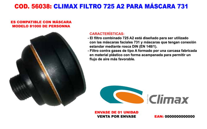 Climax Filtre 725 A2 pour masque RD40