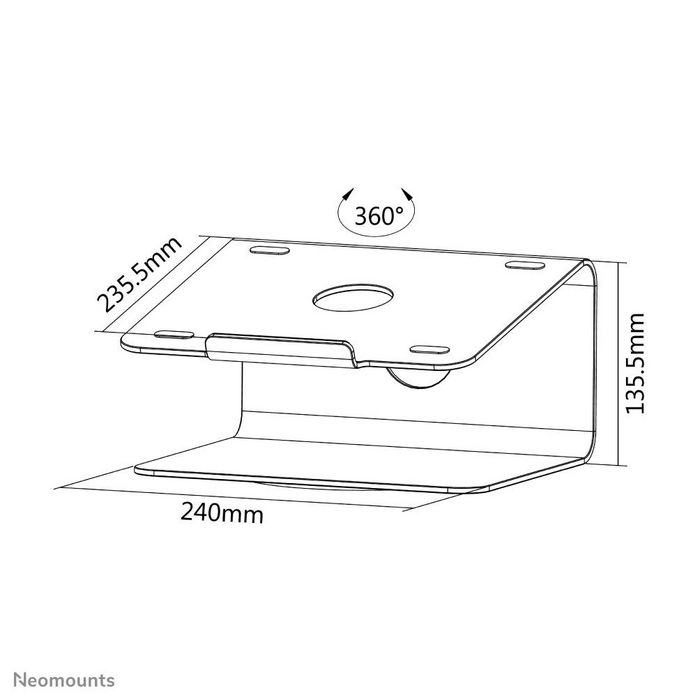 Neomounts Support NSLS050 pour Ordinateur Portable Aluminium, Pivotant 360°, Compatible 10-17 Pouces, Refroidissement, Antidérapant