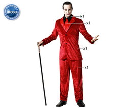 atosa Déguisement de Vampire en Costume Rouge avec Cravate pour Homme Adulte