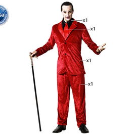 Déguisement Vampire Homme Adulte Costume Rouge avec Cravate, XS-S, Pour Halloween et Fêtes Thématiques