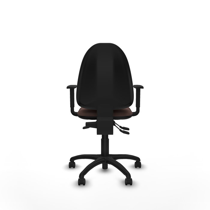 Chaise de bureau Aýna avec mécanisme Asincro, revêtement en simili cuir marron foncé. Équipée d'une base en polyamide noir, d'accoudoirs 1D et de roulettes pour parquet Chaise de bureau Aýna avec mécanisme Asincro, revêtement en simili cuir marron foncé. Équipée d'une base en polyamide noir, d'accoudoirs 1D et de roulettes pour parquet