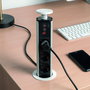 Emuca Multiconnecteur élevable Vertikal, 3 prises Schuko, 1 USB-A, 2 USB-C, Blanc