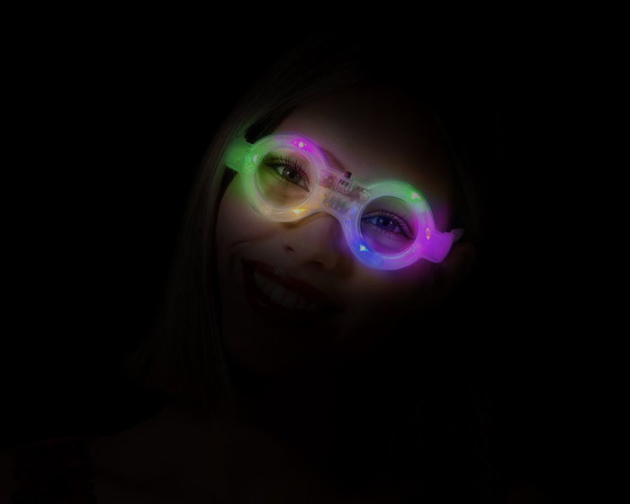 Lunettes rondes lumineuses transparentes pour adultes avec LED pour carnaval, festivals et soirées, accessoire futuriste brillant