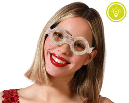 Atosa Lunettes Rondes Carnaval avec LED Transparentes pour Femme Adulte
