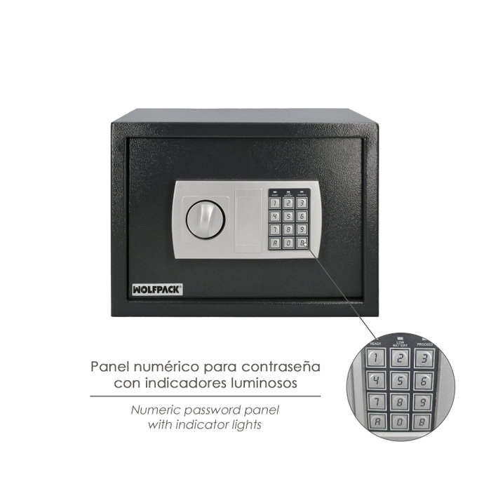 WOLFPACK LINEA PROFESIONAL Coffre-fort électronique à poser 35x25x25 cm WOLFPACK LINEA PROFESIONAL Coffre-fort électronique à poser 35x25x25 cm