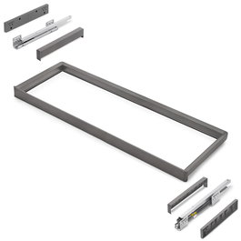 Emuca Rack avec glissières à extension totale et à fermeture douce pour accessoires d'armoire Quartz, 1012-1038mm, Aluminium et plastique, Titane
