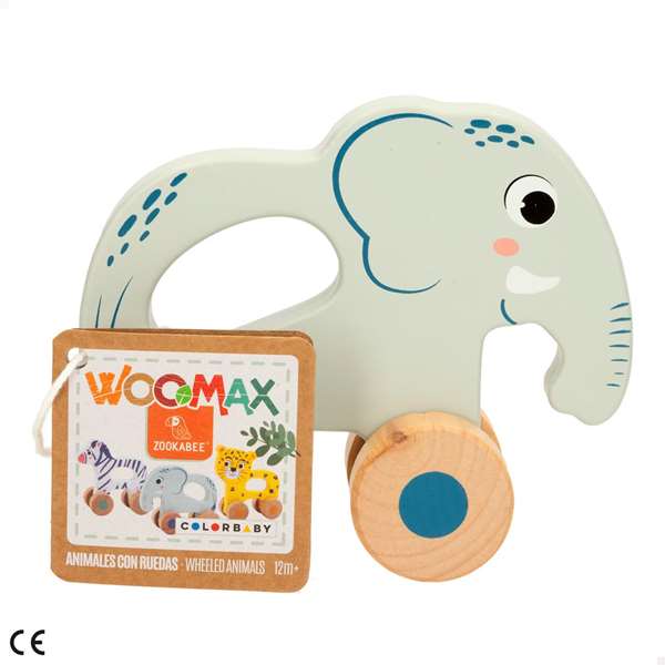 Color Baby - Jouet à tirer en bois animaux, jouet d'éveil à bascule, 13 x 5 x 12,5 cm - Modèles assortis Color Baby - Jouet à tirer en bois animaux, jouet d'éveil à bascule, 13 x 5 x 12,5 cm - Modèles assortis