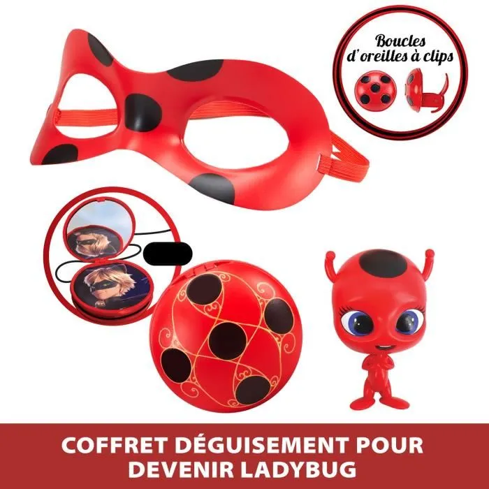 Bandai Miraculous Ladybug - Déguisement Complet avec Masque, Boucles d'Oreilles Tikki, Yoyo Miroir et Figurine Kwami - Set de Transformation Enfant Bandai Miraculous Ladybug - Déguisement Complet avec Masque, Boucles d'Oreilles Tikki, Yoyo Miroir et Figurine Kwami - Set de Transformation Enfant