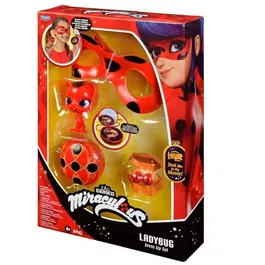 Bandai Miraculous Ladybug - Déguisement Complet avec Masque, Boucles d'Oreilles Tikki, Yoyo Miroir et Figurine Kwami - Set de Transformation Enfant
