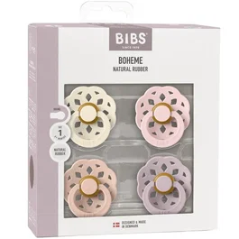 Bibs Sucette bébé Boheme Embout rond Ivory Blush Blossom Dusty Lilac - Pack de 4