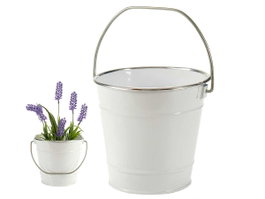IBERGARDEN Pot de fleurs cubique blanc avec rebord argenté