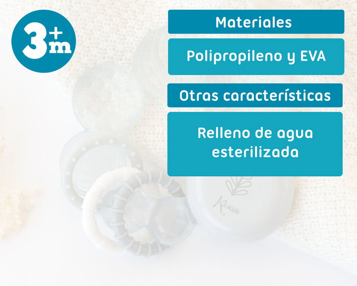 KioKids Mordedor De Frío Gris - Anneau de Dentition Réfrigéré pour Bébé, Collection Petits Moments, 3 Mois et Plus