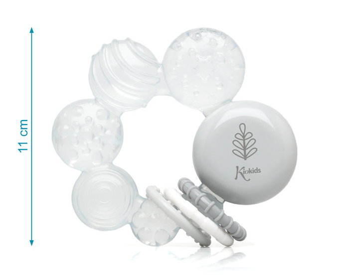 KioKids Mordedor De Frío Gris - Anneau de Dentition Réfrigéré pour Bébé, Collection Petits Moments, 3 Mois et Plus