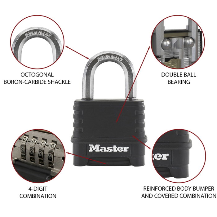 Master Lock Cadenas à combinaison Excell M178EURD Zinc Noir 57 mm Master Lock Cadenas à combinaison Excell M178EURD Zinc Noir 57 mm