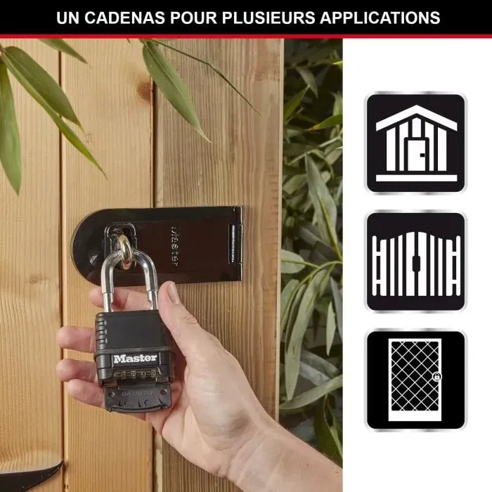 Master Lock Cadenas à combinaison Excell Zinc 57 mm Noir M178EURD - Cadenas à coffre en acier