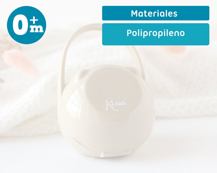 KioKids Portachupete (Tétine) avec Crochet Beige pour Transport Hygiénique - À partir de 0 Mois