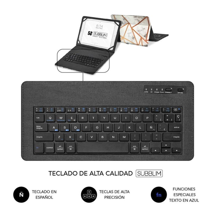 Subblim Subkt5 - Bttw10 Housing clavier Bluetooth 5.2 Espagnol pour Tablette 11 pouces Trendy ULTRASLIM