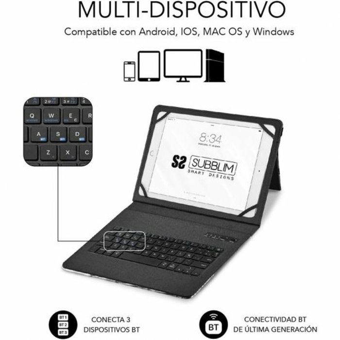 Housse pour Tablette et Clavier Subblim SUBKT5-BTTW10 Multicouleur Espagnol Qwerty QWERTY (1 Unité) Housse pour Tablette et Clavier Subblim SUBKT5-BTTW10 Multicouleur Espagnol Qwerty QWERTY (1 Unité)